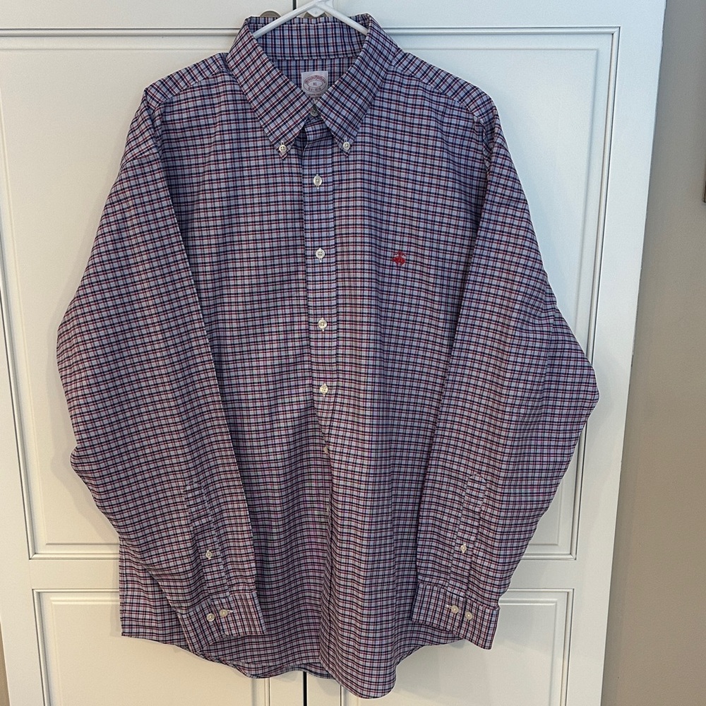 Brooks Brothers Men's Blue and red Checkered Shirt. XL. Like new!